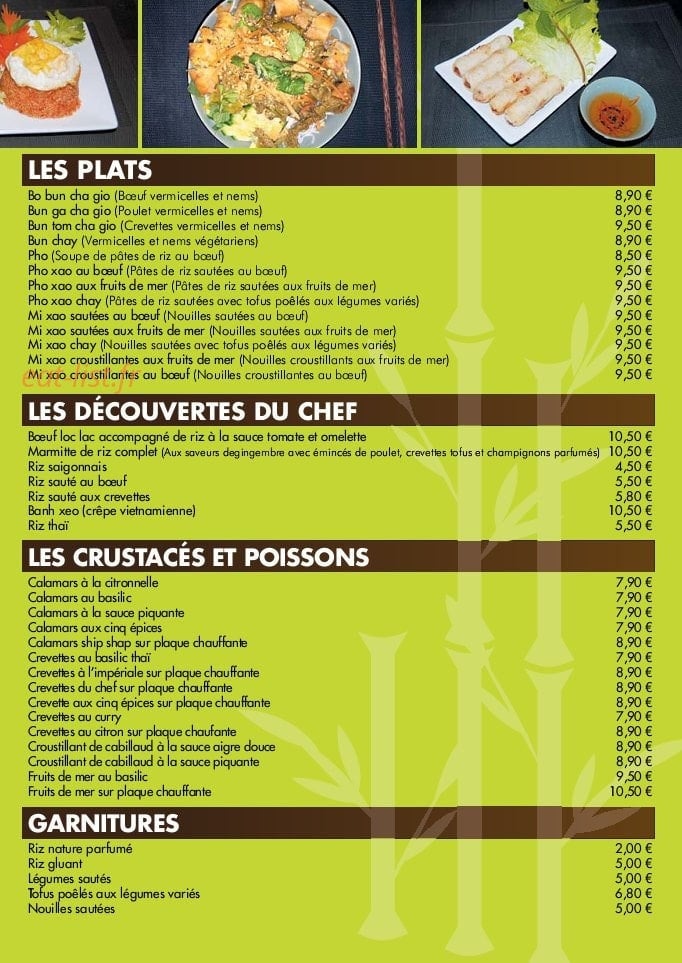 Le Bambou Vert — carte page 2