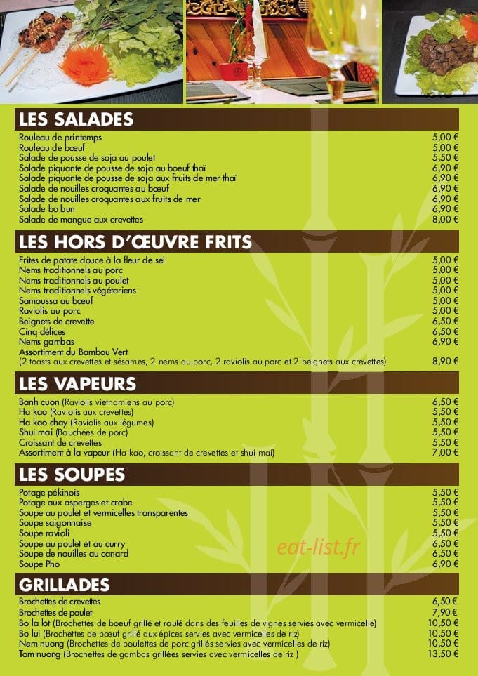 Le Bambou Vert — carte page 3