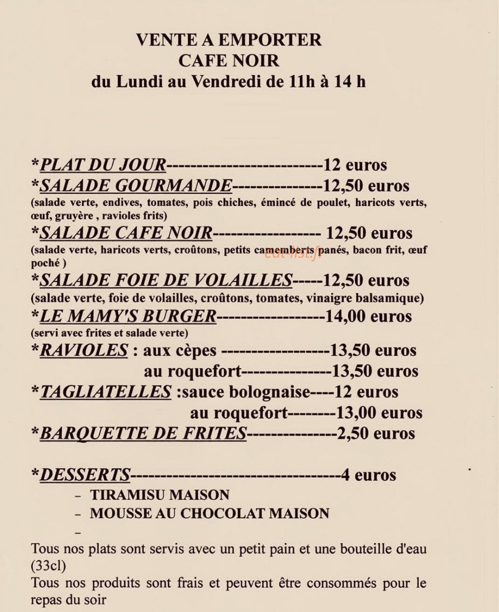 Le Café Noir — carte page 1