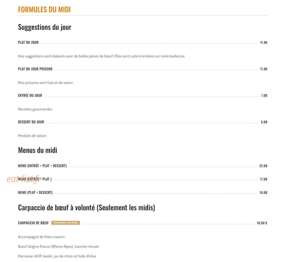 Le Catering — carte page 1