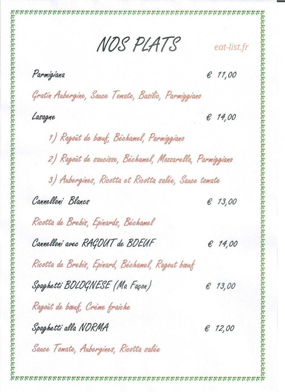 Le Comptoir Italien — carte page 2