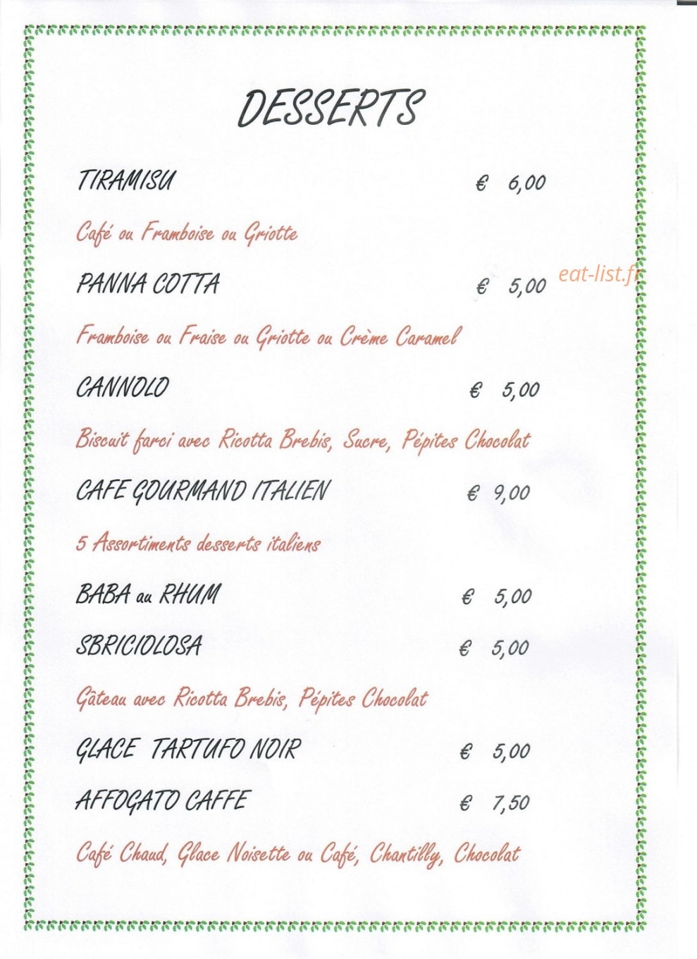 Le Comptoir Italien — carte page 7