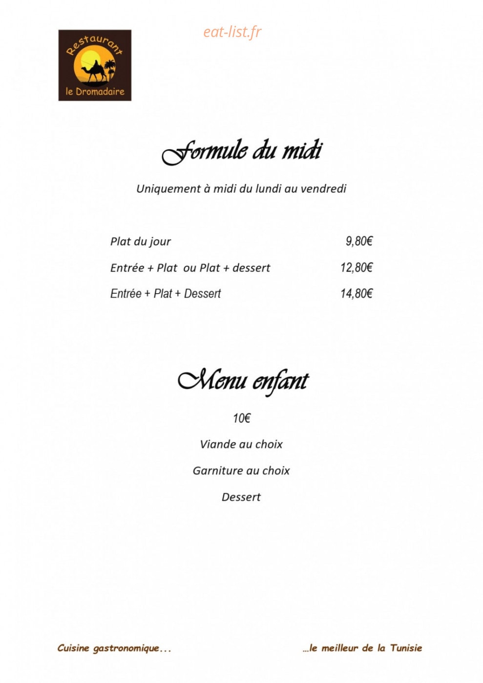 Le Dromadaire — carte page 1