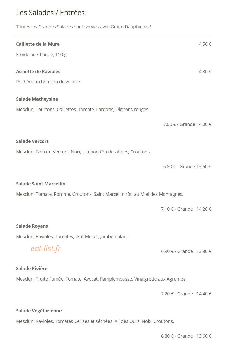 Le Gratin Dauphinois — carte page 2