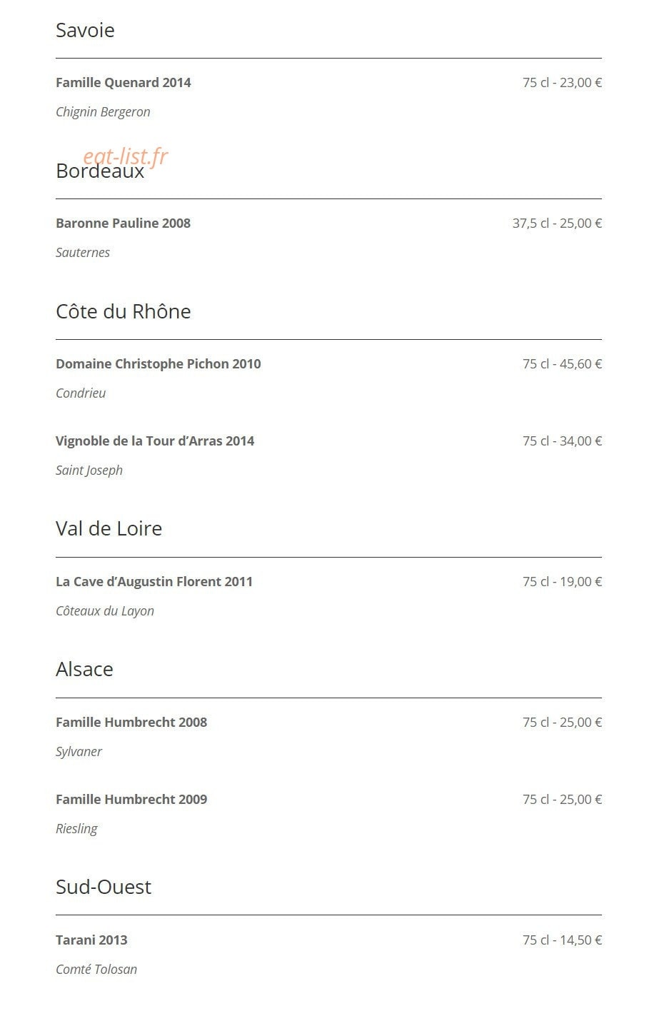 Le Gratin Dauphinois — carte page 8