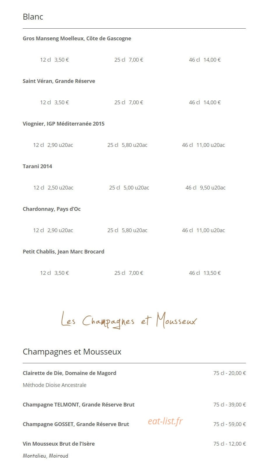 Le Gratin Dauphinois — carte page 6