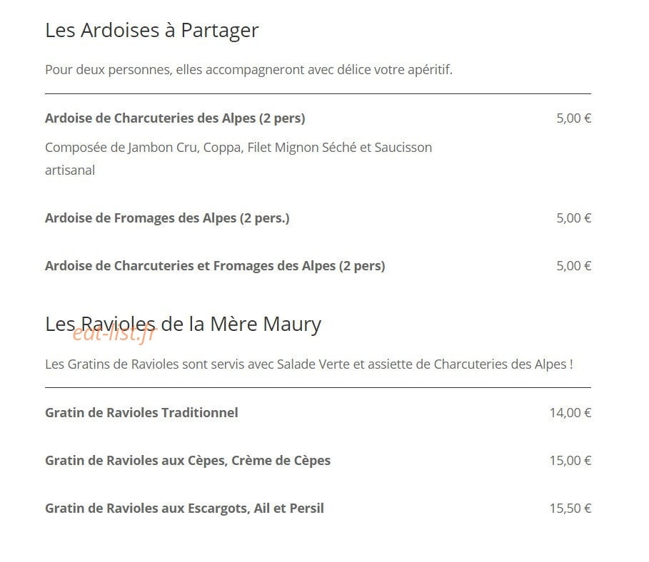 Le Gratin Dauphinois — carte page 1