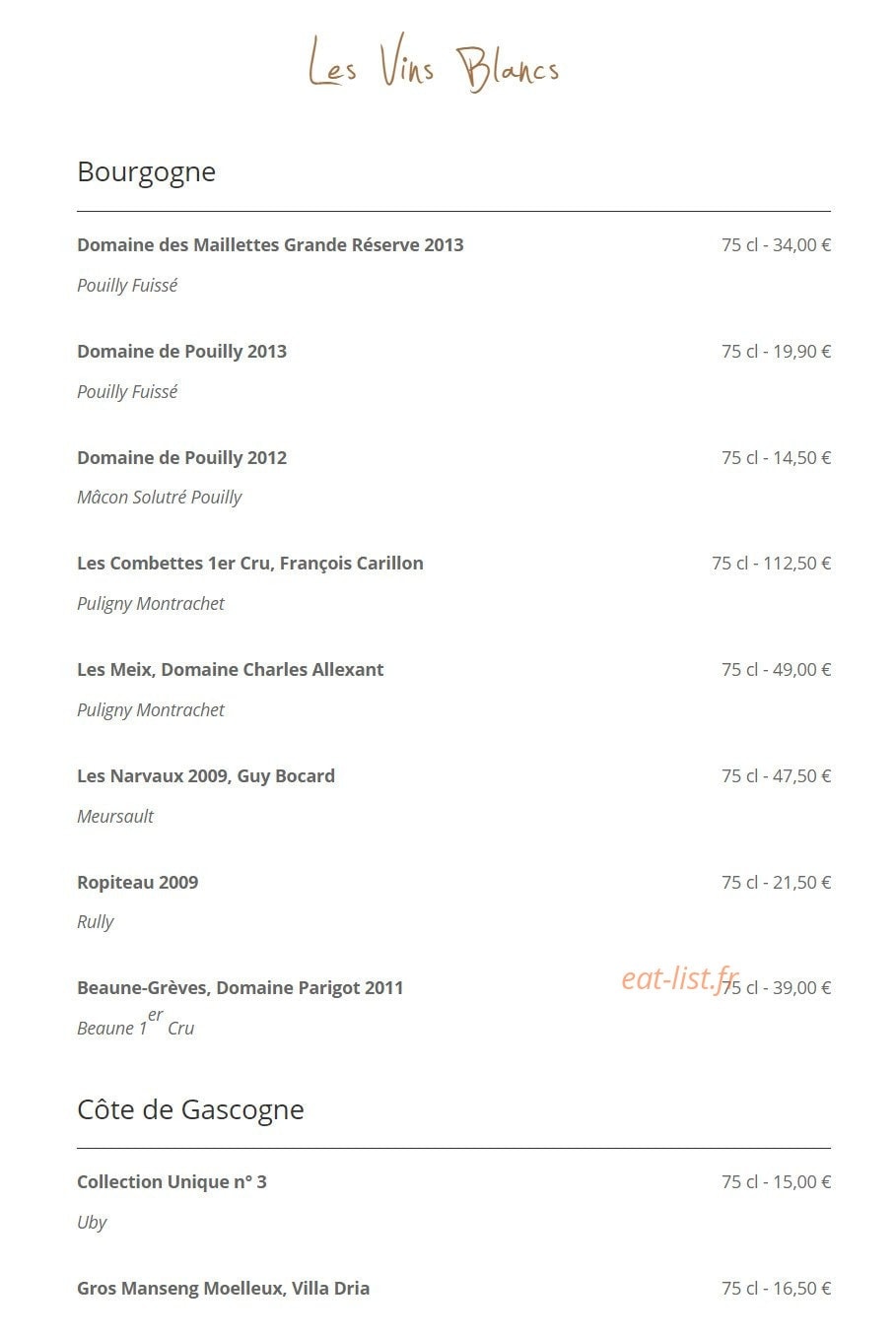 Le Gratin Dauphinois — carte page 7