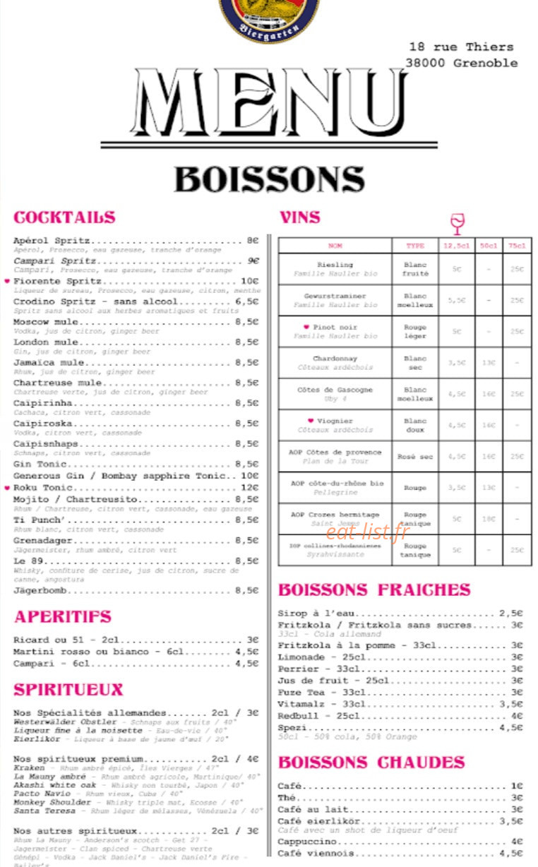 Le Jardin Biergarten — carte page 5