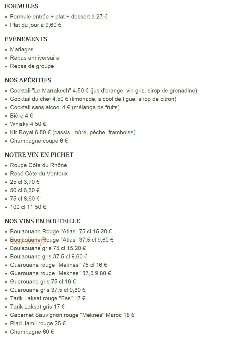 Le marrakech — carte page 1