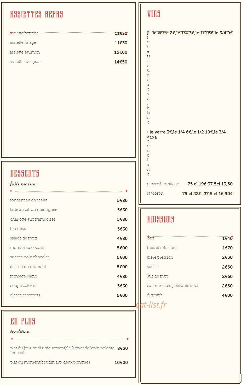 Le petit bouche — carte page 2