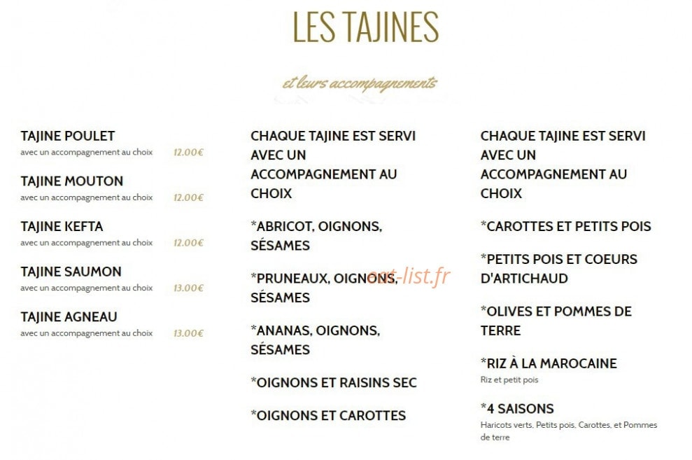 Le Tajine de l'Atlas — carte page 2