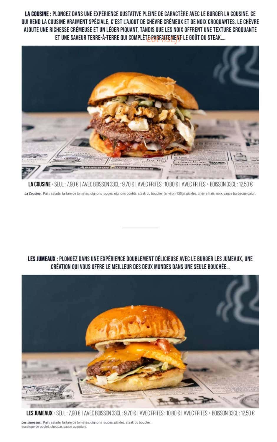 Les Burgers du Daron — carte page 5