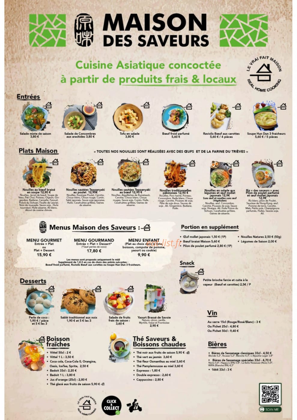 Maison des Saveurs — carte page 1