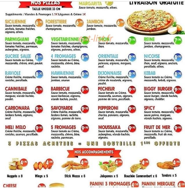 Mama Pizza — carte page 1