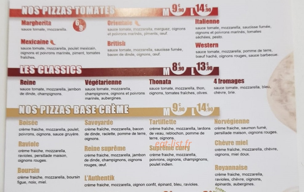 Pizza for You — carte page 1