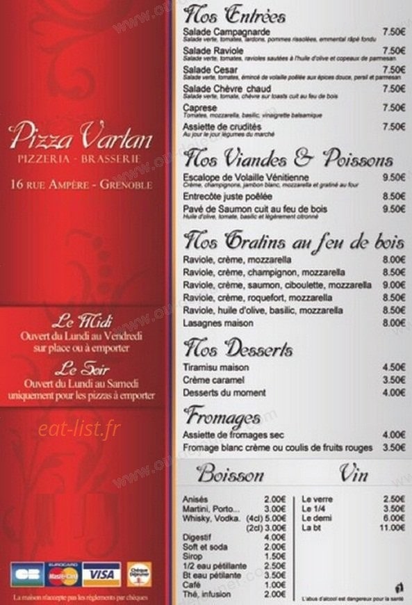 Pizza Vartan — carte page 2