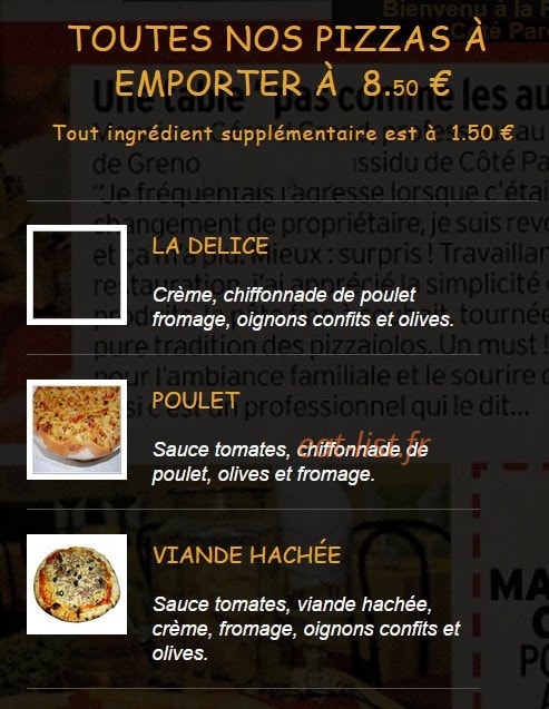 Pizzeria Côté Parc — carte page 2