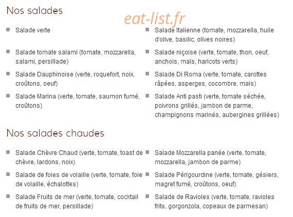 Pizzeria di Roma — carte page 2
