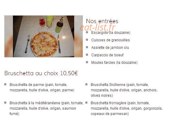 Pizzeria di Roma — carte page 1