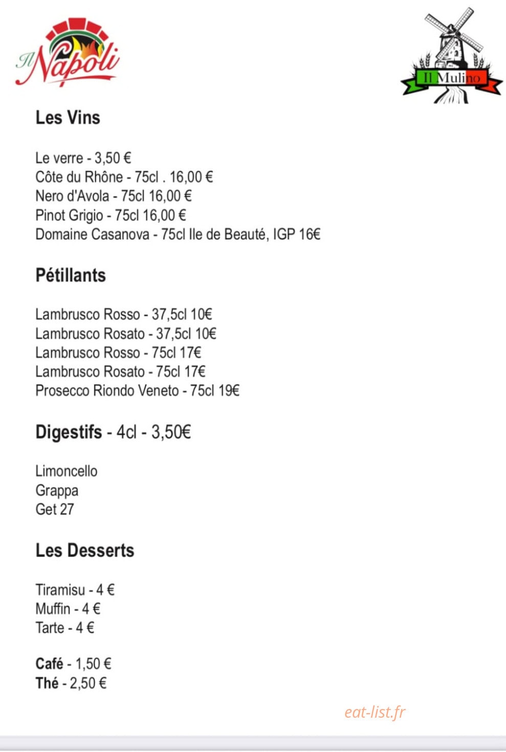 Pizzeria il Napoli — carte page 3