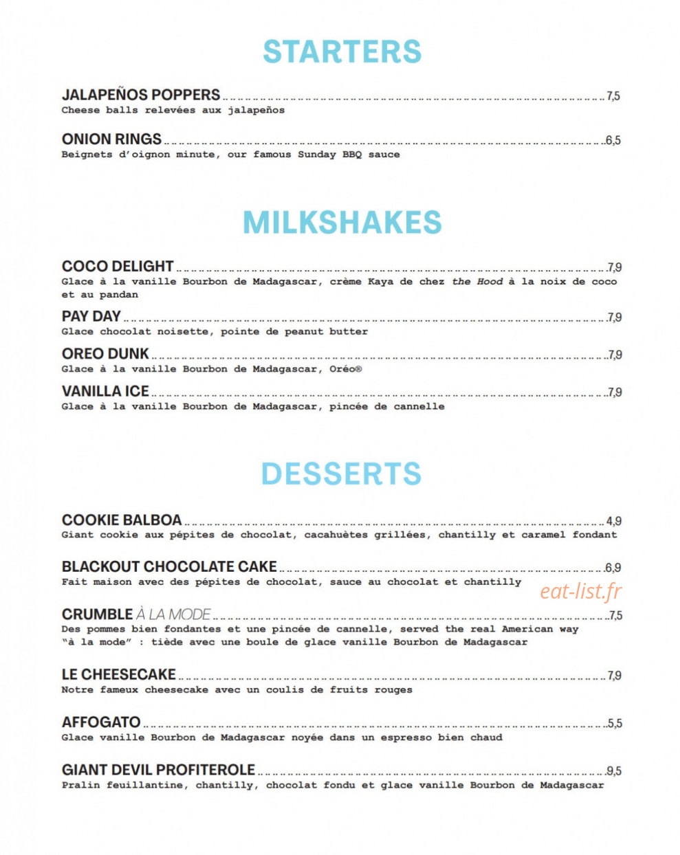 Pny Burger — carte page 2