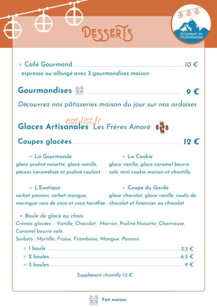 Restaurant du Téléphérique — carte page 3
