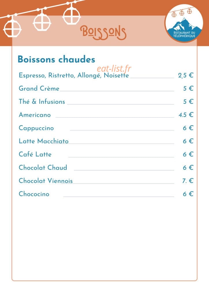 Restaurant du Téléphérique — carte page 5