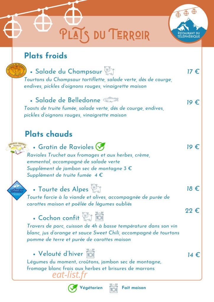 Restaurant du Téléphérique — carte page 2