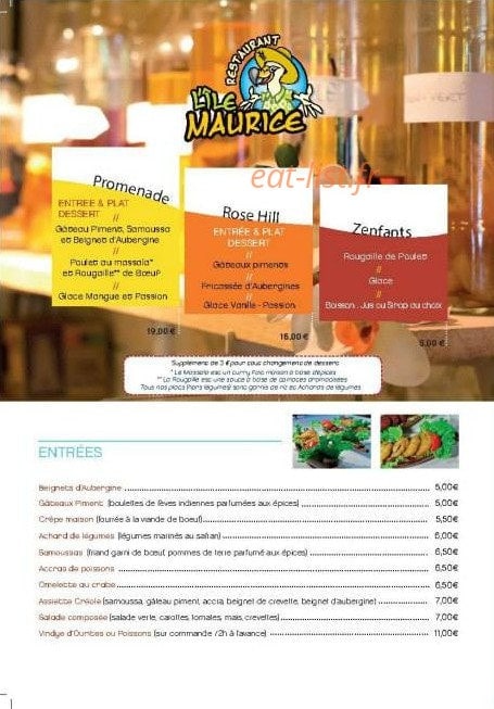 Restaurant l' île Maurice — carte page 2