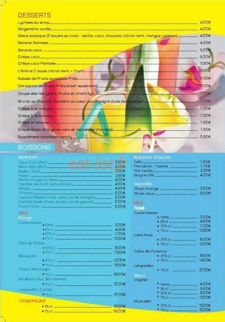 Restaurant l' île Maurice — carte page 4