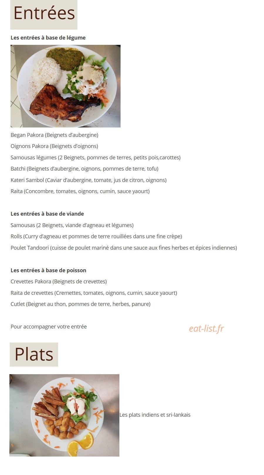 Restaurant Lanka — carte page 3