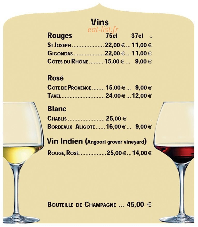 Restaurant Prince Indien — carte page 19