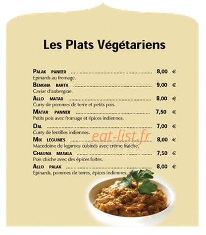 Restaurant Prince Indien — carte page 10