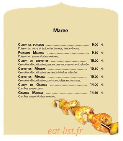 Restaurant Prince Indien — carte page 7