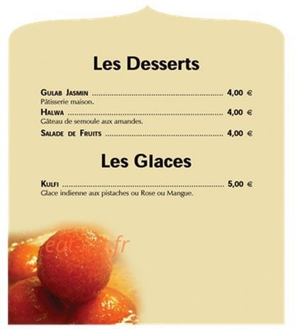 Restaurant Prince Indien — carte page 12