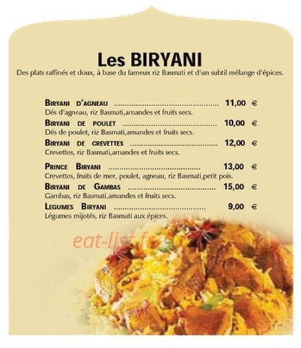Restaurant Prince Indien — carte page 9