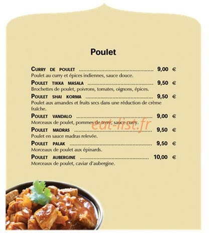 Restaurant Prince Indien — carte page 6