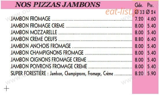 Serge Pizzas — carte page 3