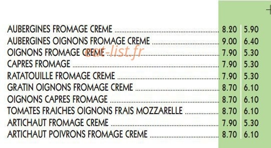Serge Pizzas — carte page 8