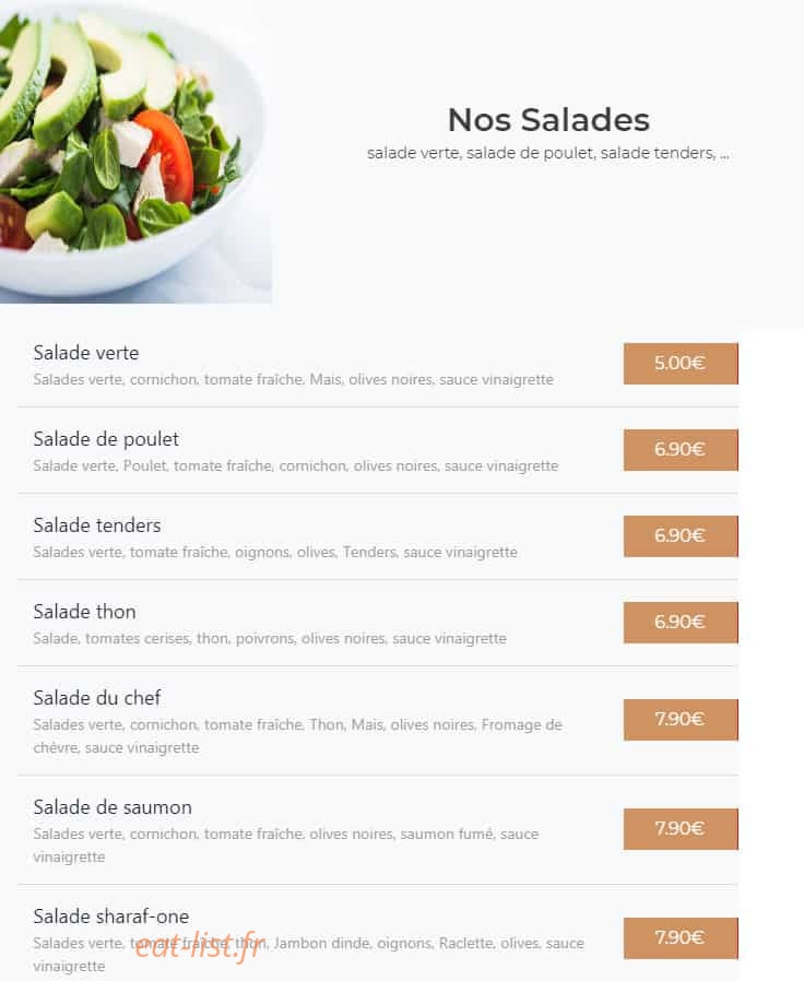 Sharaf food — carte page 23