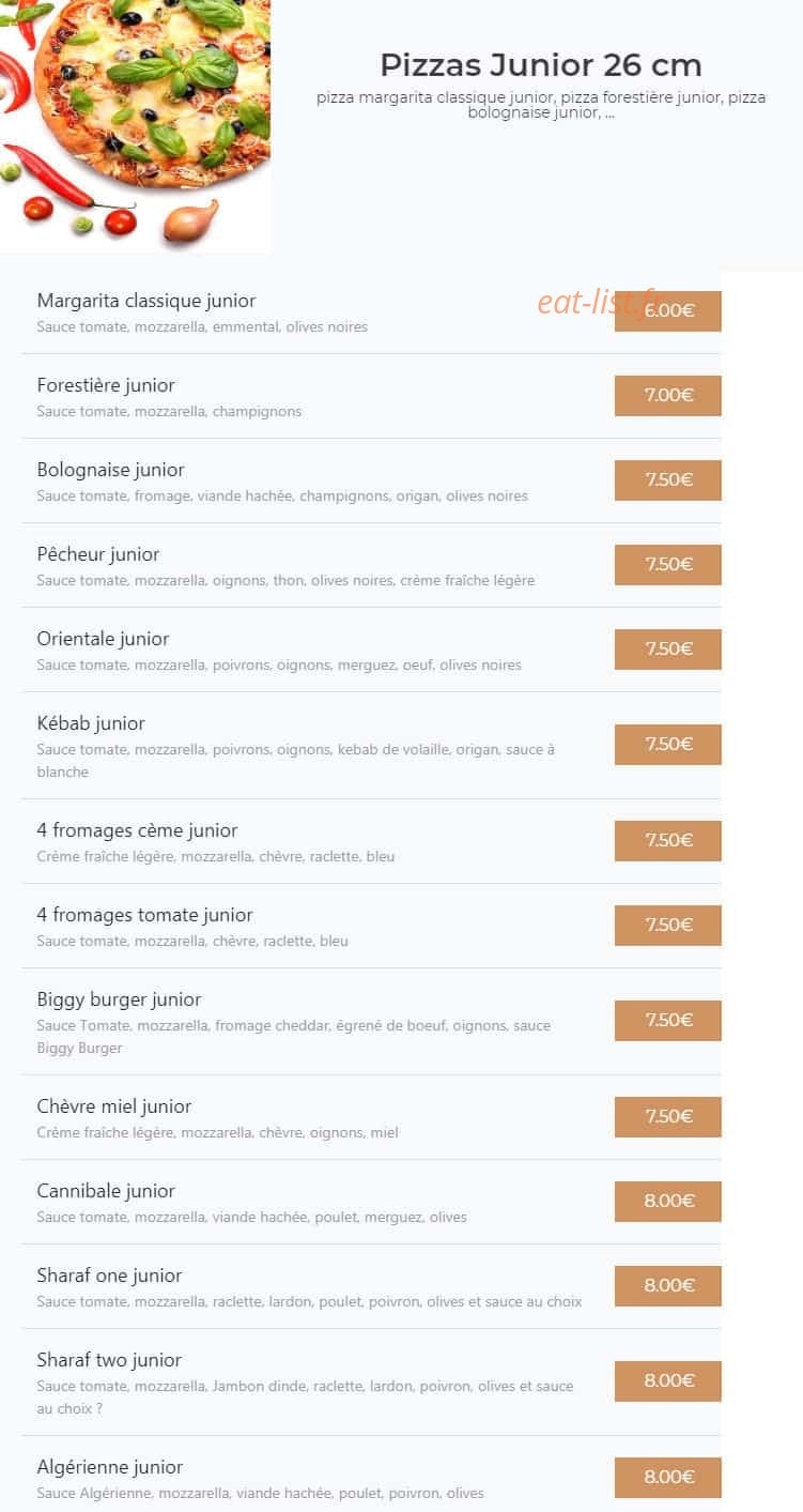 Sharaf food — carte page 1
