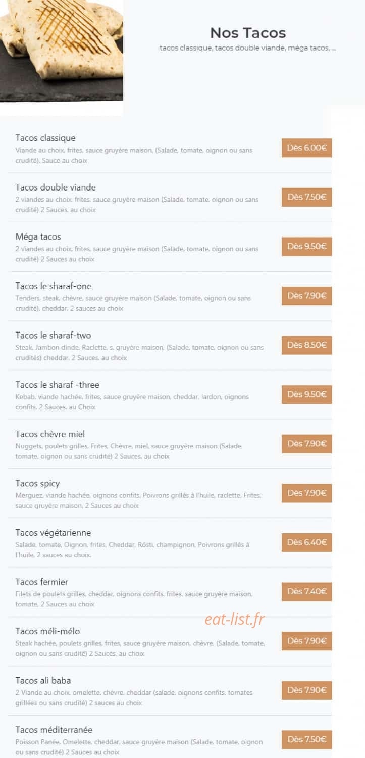 Sharaf food — carte page 17