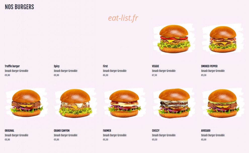 Smash Burger — carte page 1