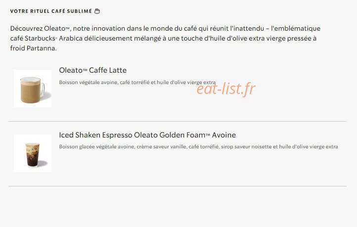Starbucks Coffee — carte page 24