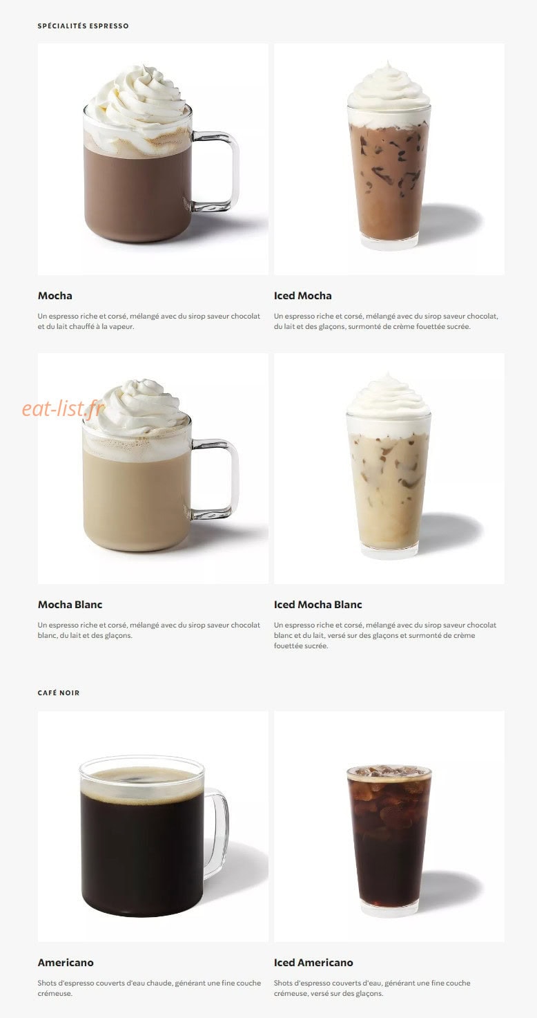 Starbucks Coffee — carte page 3