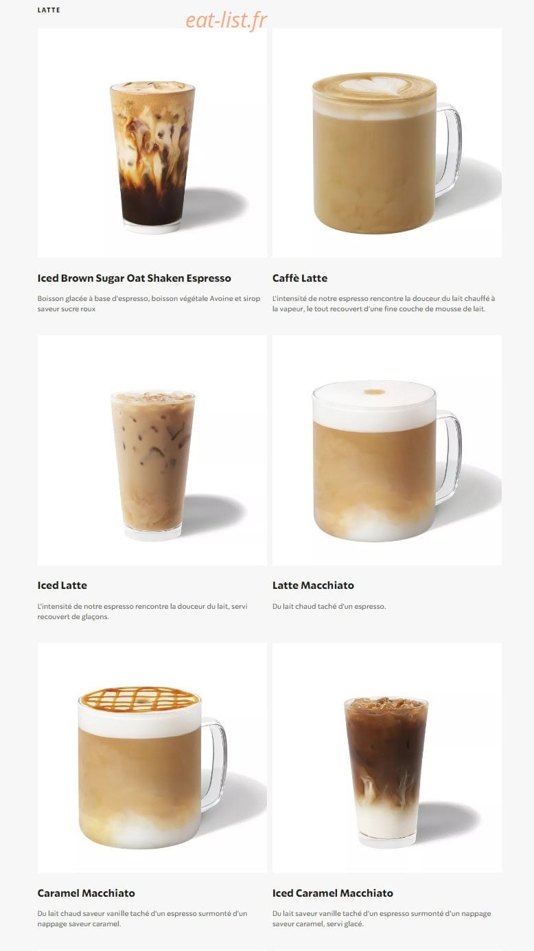 Starbucks Coffee — carte page 1