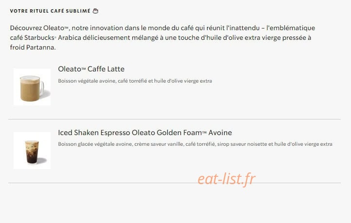 Starbucks Coffee — carte page 24