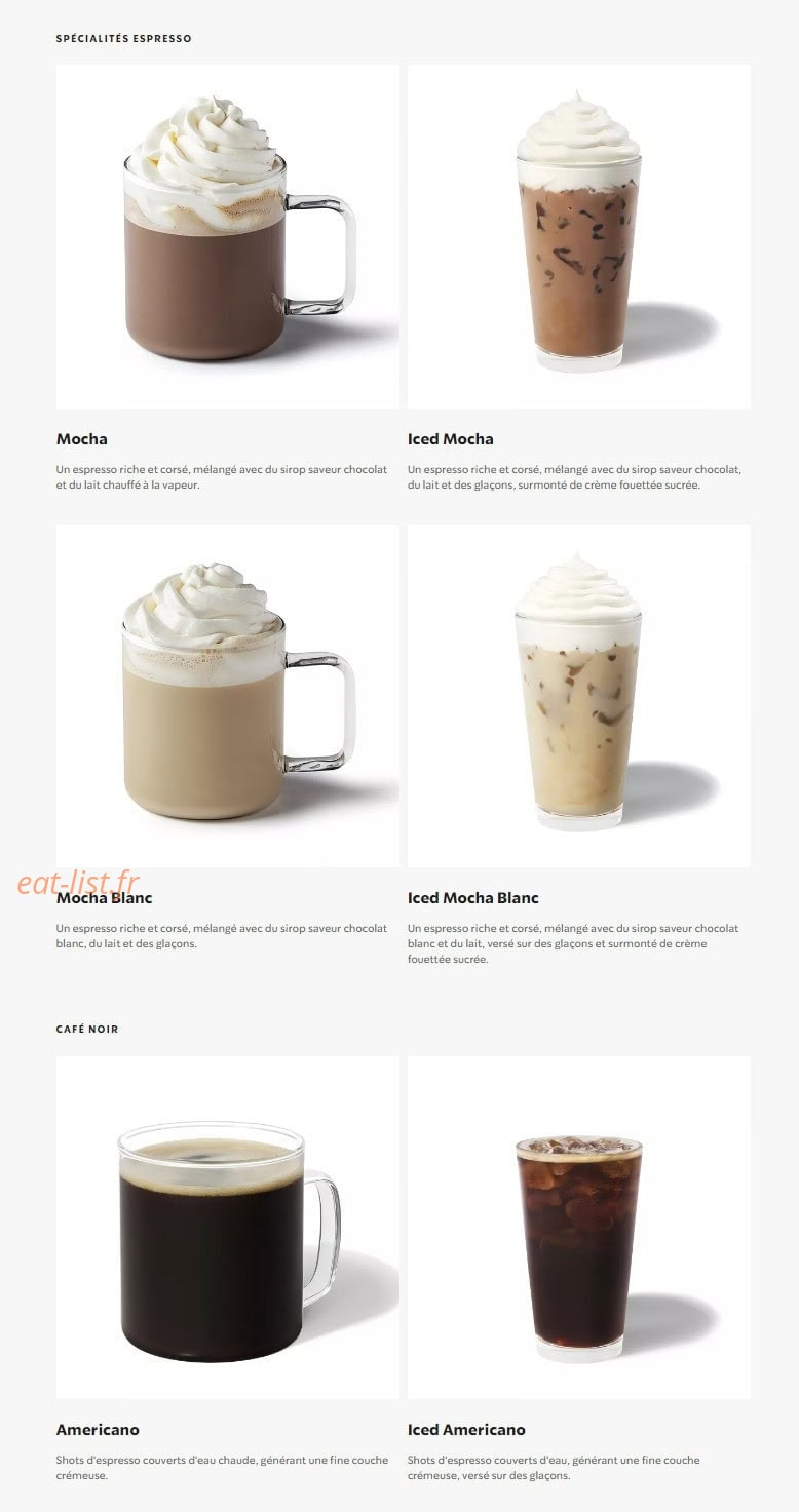 Starbucks Coffee — carte page 3