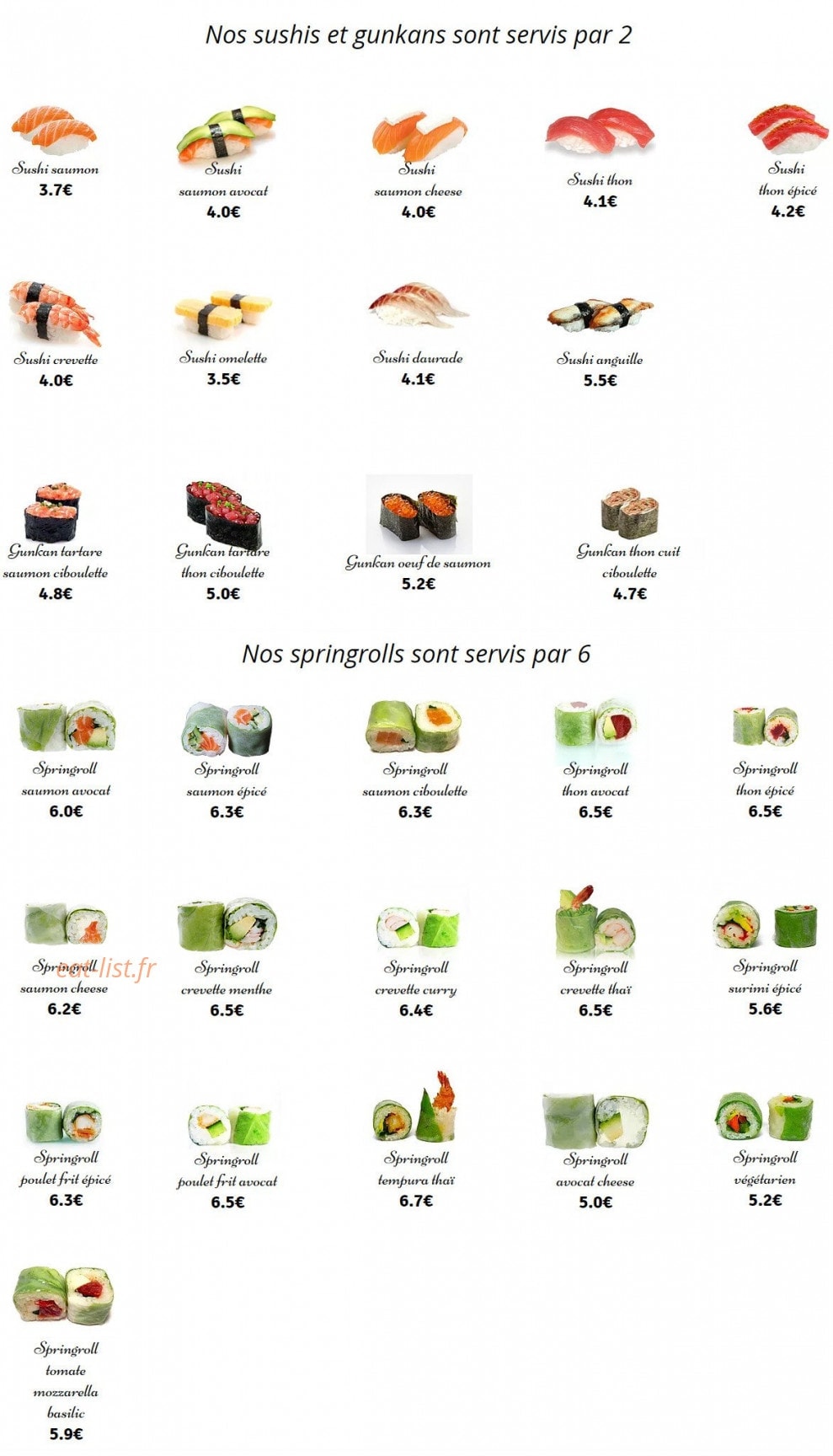 Sushi Happii — carte page 3